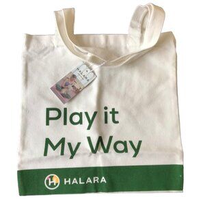 Halara Play It My Way Canvas Tote Bag White/Green One Size 14" x 14"